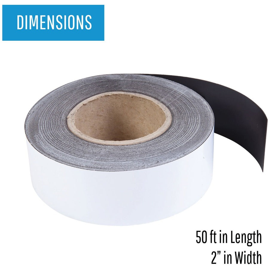 MasterVision Magnetic Dry Erase Roll - 2" (0.2 ft) Width x 600" (50 ft) Length - White Film - Magnetic - 1 Roll