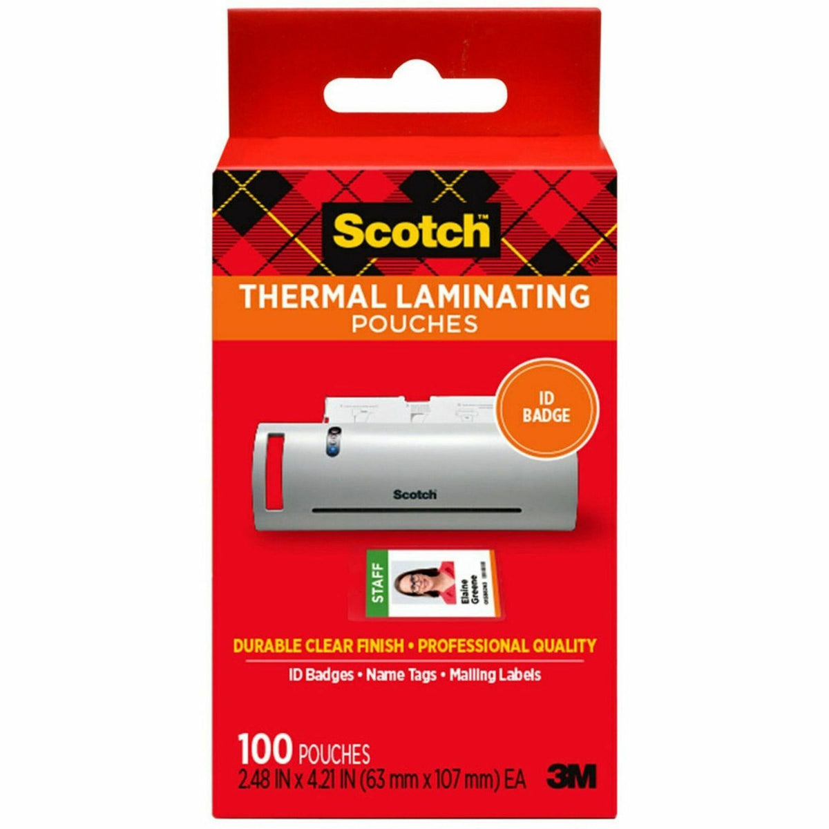 Scotch Thermal Laminating Pouches - Laminating Pouch/Sheet Size: 2.40" Width x 4.20" Length x 5 mil Thickness - Glossy -