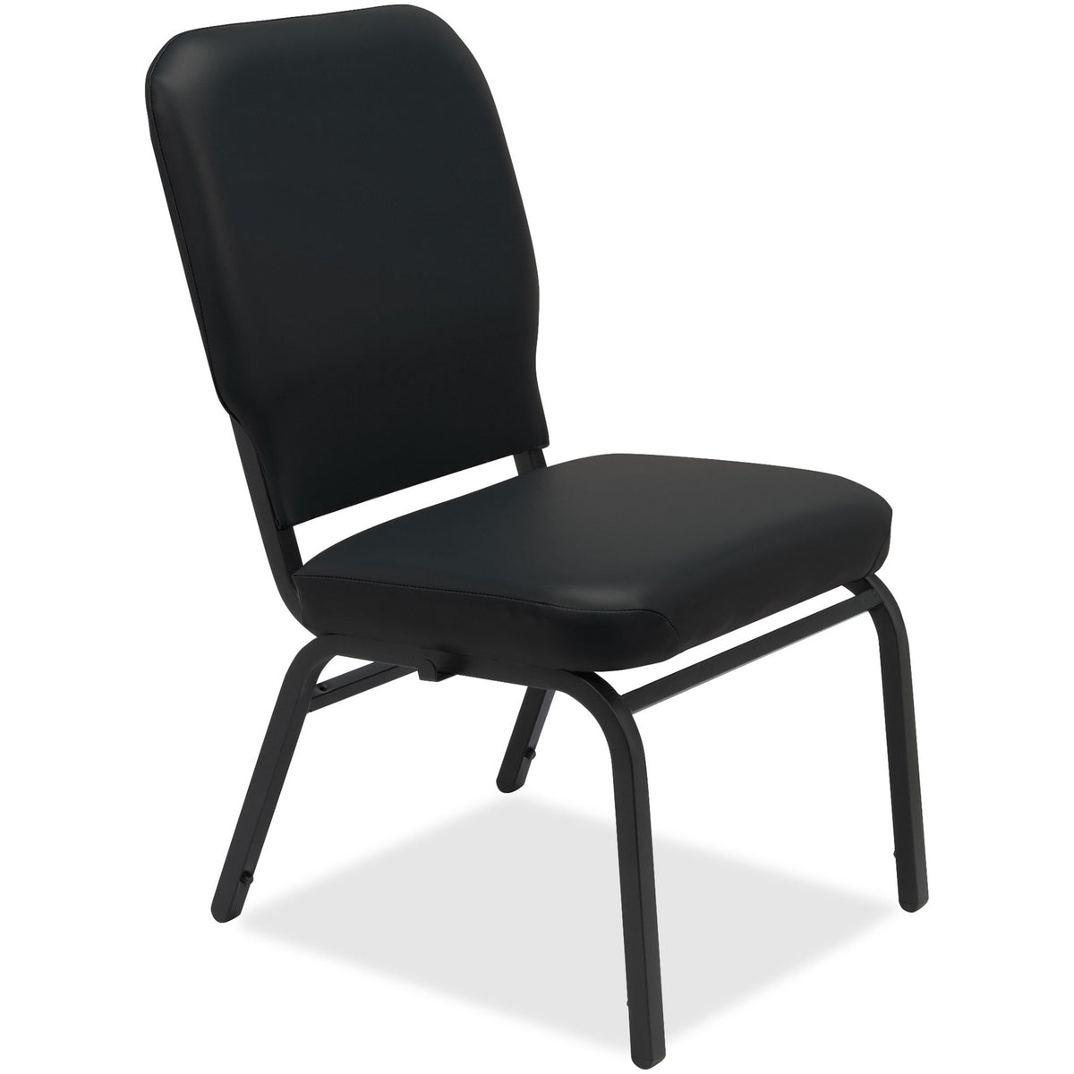 Lorell Oversize Stack Chairs with No Arms - Black Seat Color - Vinyl Seat Material - Black Back Color - Vinyl Back Mater