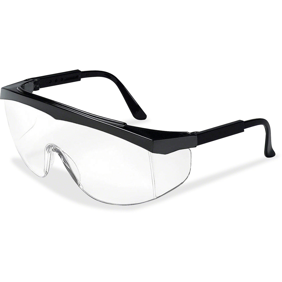 Crews Stratos Wraparound Design Glasses - Ultraviolet Protection - Clear Lens - Black Frame - 1 Each