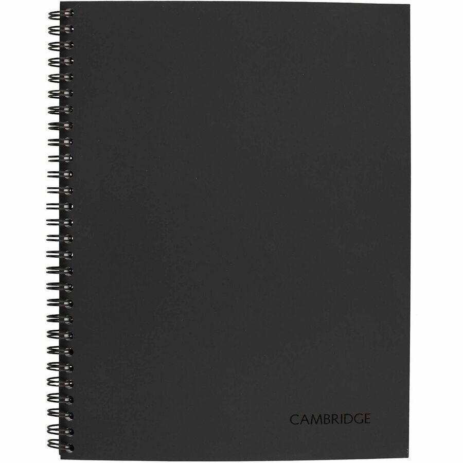Mead Action Planner Business Notebook - Twin Wirebound - 9.50" Height x 7.5" Width x 0.6" Length - Black Cover - 1 Each