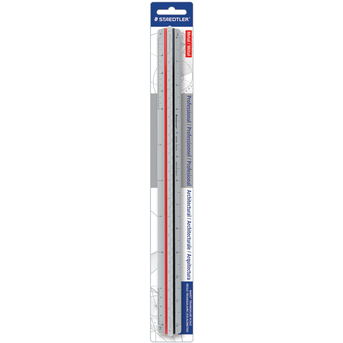 Staedtler Mars Professional Architectural Triangular Scale - 12" Length - Aluminum - Silver - 1 Each