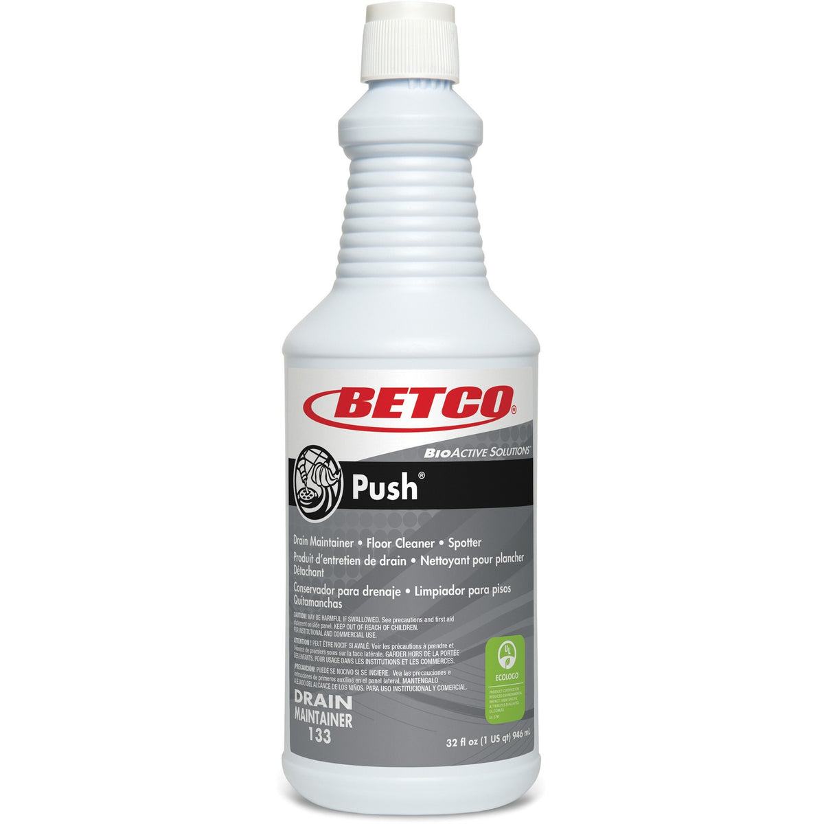 Betco BioActive Solutions Push Cleaner - For Drain, Carpet, Upholstery - 32 fl oz (1 quart) - New Green Scent - 12 / Car