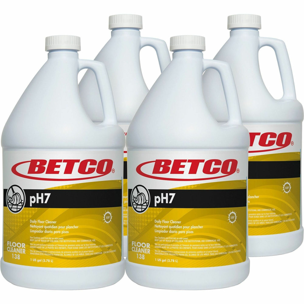 Betco pH7 Floor Cleaner - For Floor, Tabletop - 128 fl oz (4 quart) - Lemon Scent - Recommended For: Dirt Remover, Grime