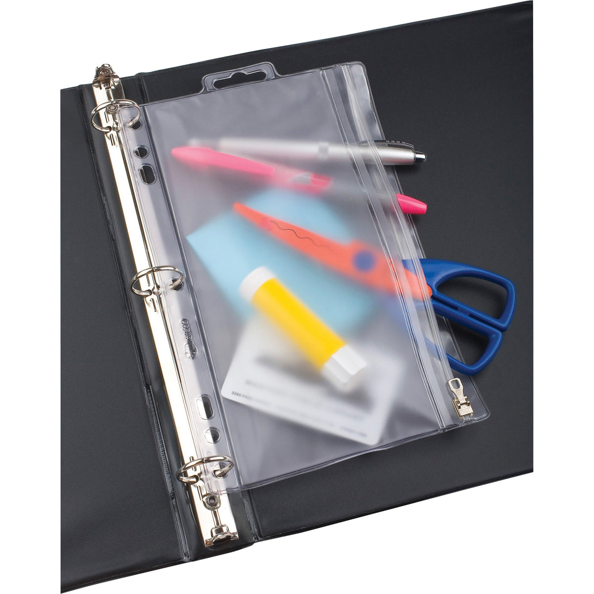 Oxford Zipper Binder Pockets - For 9 1/2" x 6" Sheet - 5 x Holes - Ring Binder - Rectangular - Frost - Vinyl, Poly - 1 E