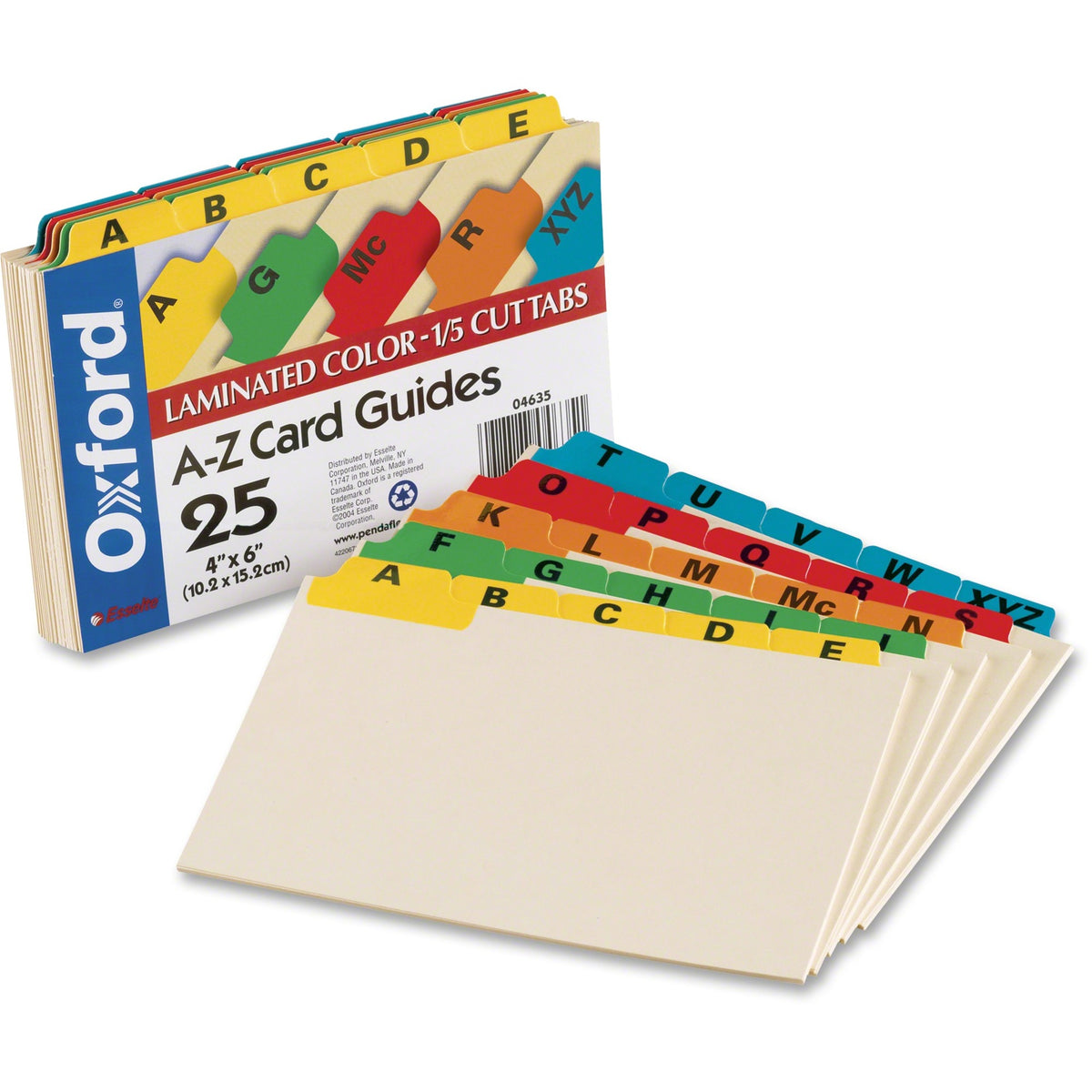 Oxford A-Z Laminated Tab Card Guides - 25 x Divider(s) - Printed Tab(s) - Character - A-Z - 6" Divider Width - Manila Di