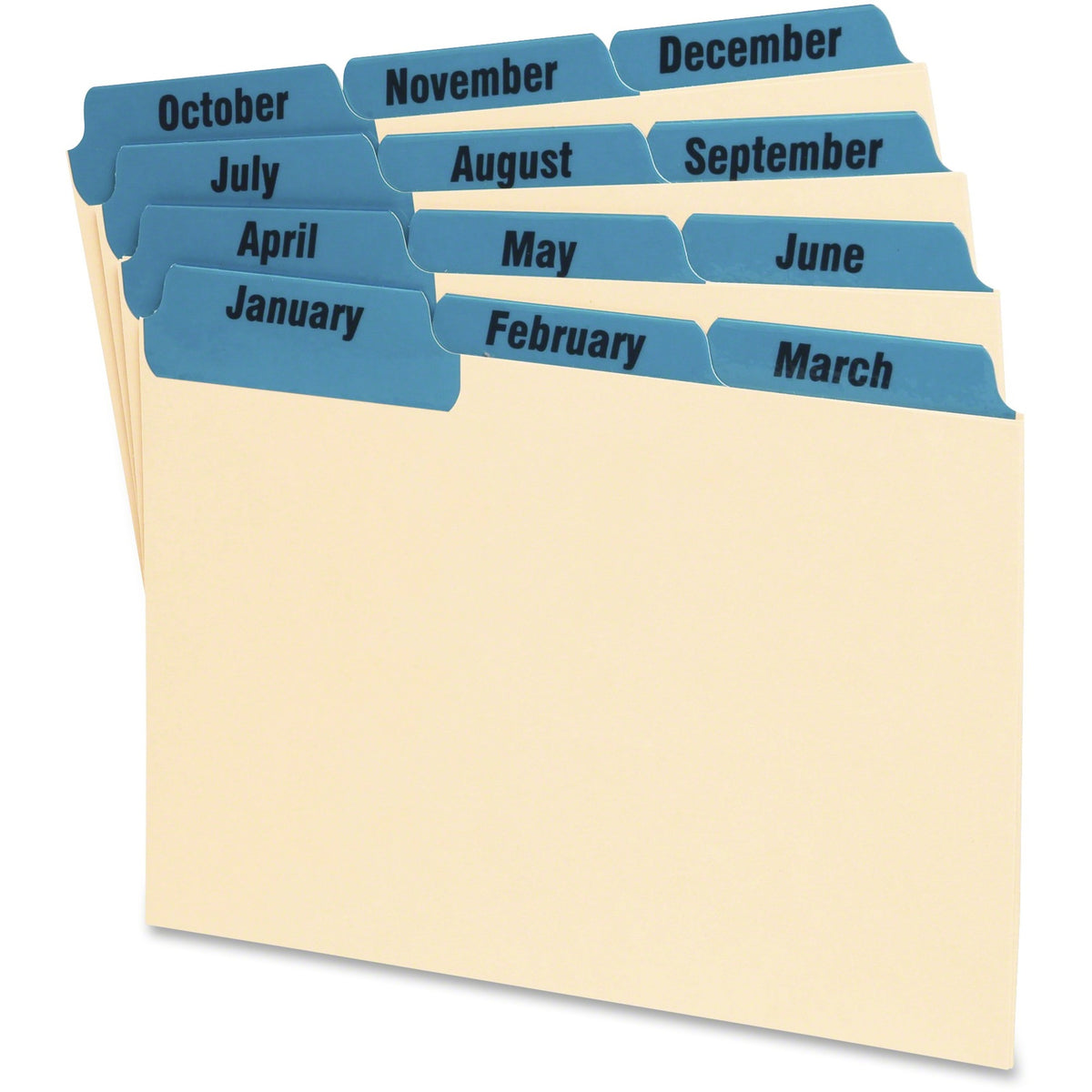 Oxford Laminated Tab Index Card Guides - 12 x Divider(s) - Printed Tab(s) - Month - January-December - 6" Divider Width