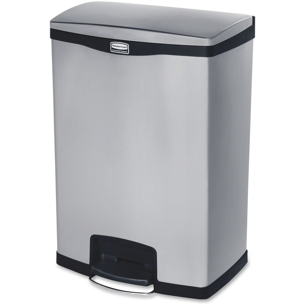 Rubbermaid Commercial Slim Jim Metal 24G End Step Can - 24 gal Capacity - 31.8" Height x 16.2" Width - Poly, Stainless S