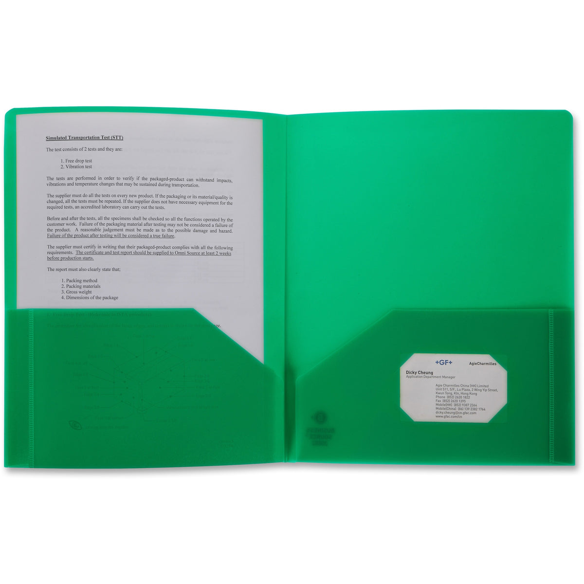 Business Source Letter Portfolio - 8 1/2" x 11" - 30 Sheets Capacity - 2 Pocket - Green - 1 Each