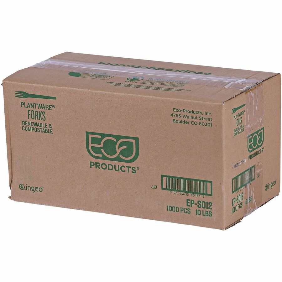 Eco-Products 6" Plantware High-heat Forks - 1 Piece(s) - Fork - 1 x Fork - Disposable - Pearl White - 50/Pack - 20 / Car