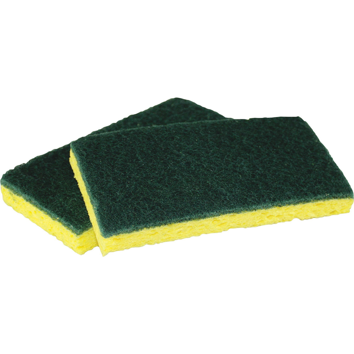 Impact Cellulose Scrubber Sponge - 1" Height x 3.3" Width x 7.2" Depth - 5 / Pack - Cellulose - Yellow, Green