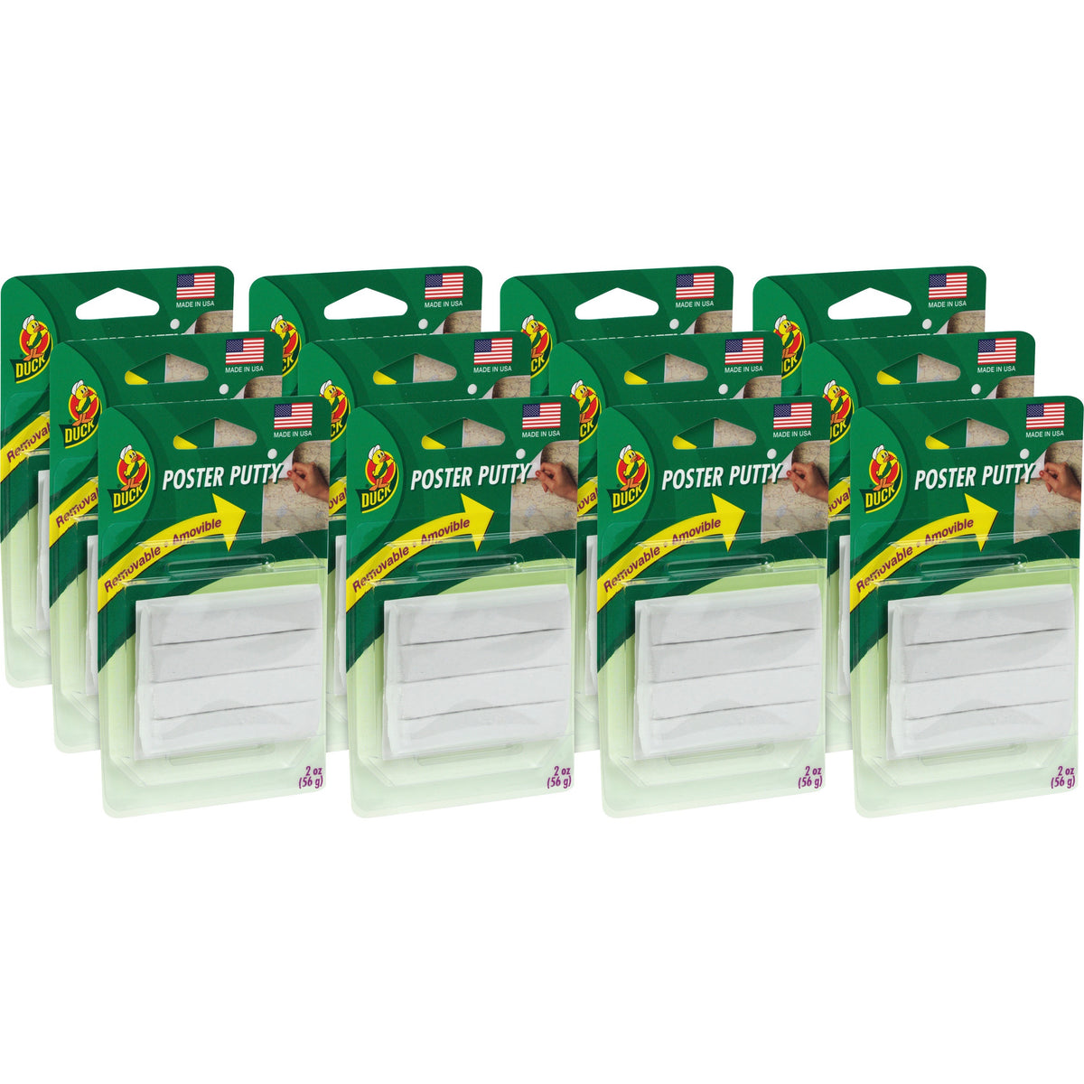Duck Brand Poster Mounting Putty - White - For Poster, Chart, Decoration - 4/Pack - 12 / Carton