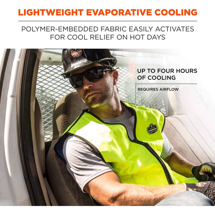 Ergodyne Chill-Its Evaporative Cooling Vest - Large - Polymer, Nylon - Lime - 1 Each