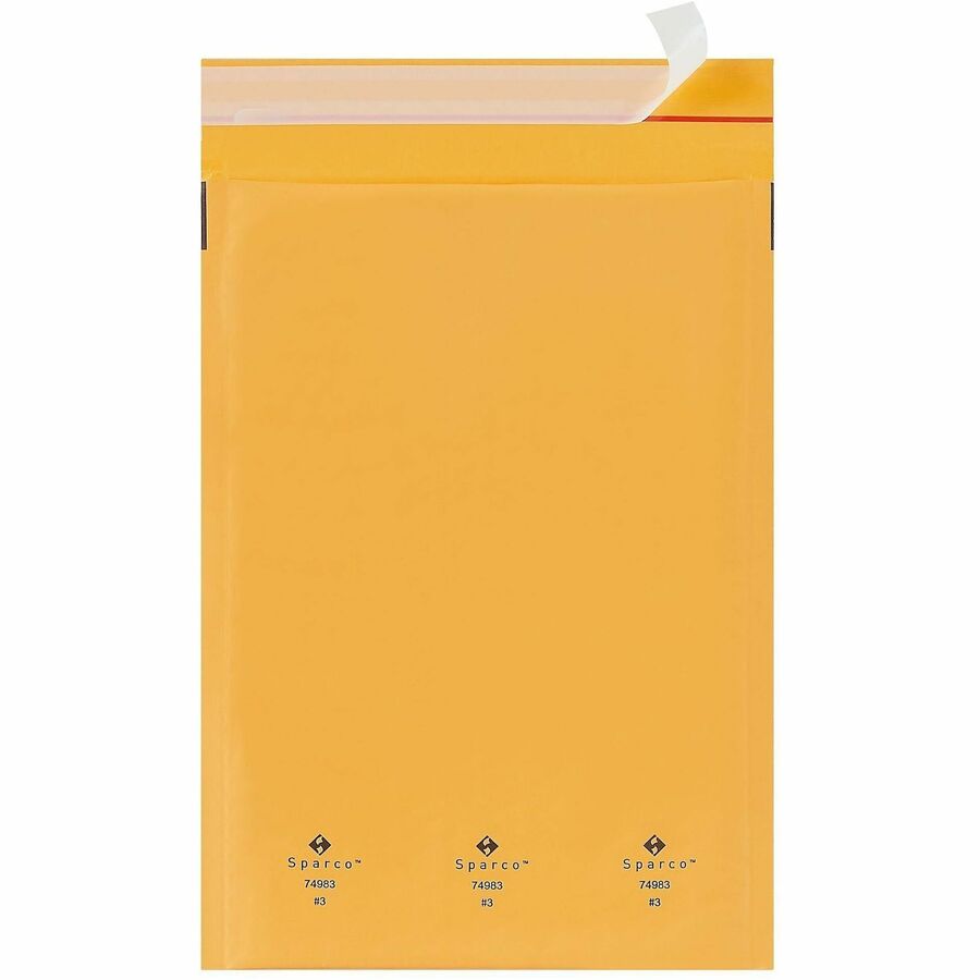 Sparco Size 3 Bubble Cushioned Mailers - Bubble - #3 - 8 1/2" Width x 14 1/2" Length - Self-sealing - Kraft - Kraft - 10