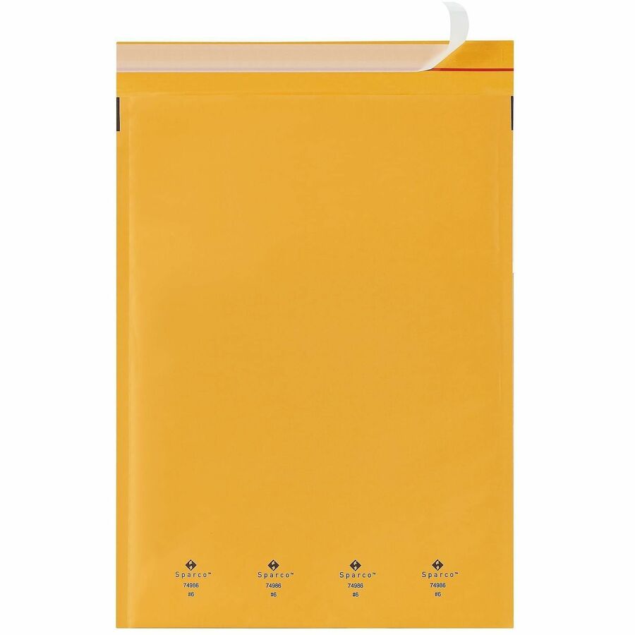 Sparco Size 6 Bubble Cushioned Mailers - Bubble - #6 - 12 1/2" Width x 19" Length - Self-sealing - Kraft - Kraft - 50 /