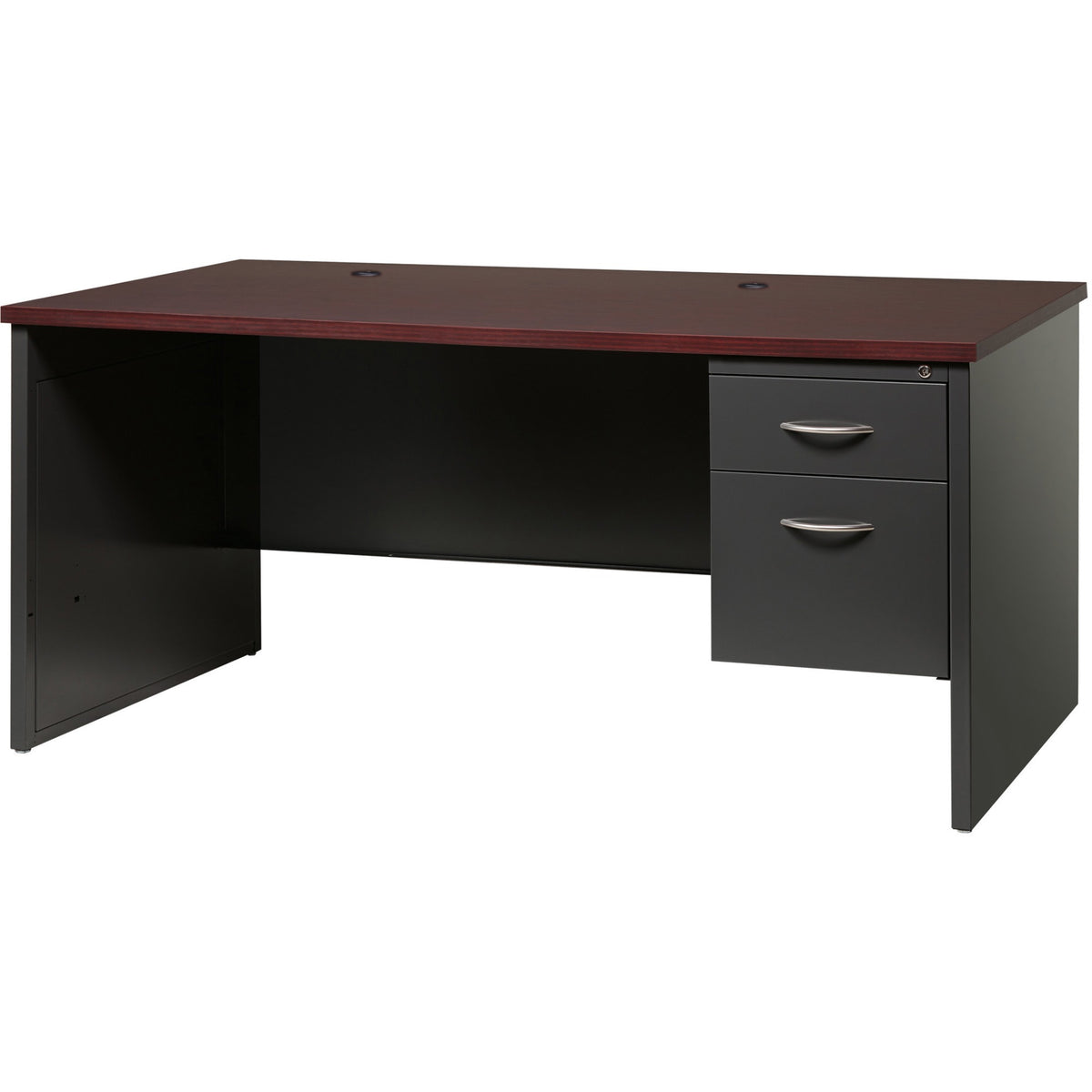 Lorell Fortress Modular Series Right-Pedestal Desk - 66" Width x 30" Depth, x 1.1" Thickness Top - Total Drawer(s): 2 -