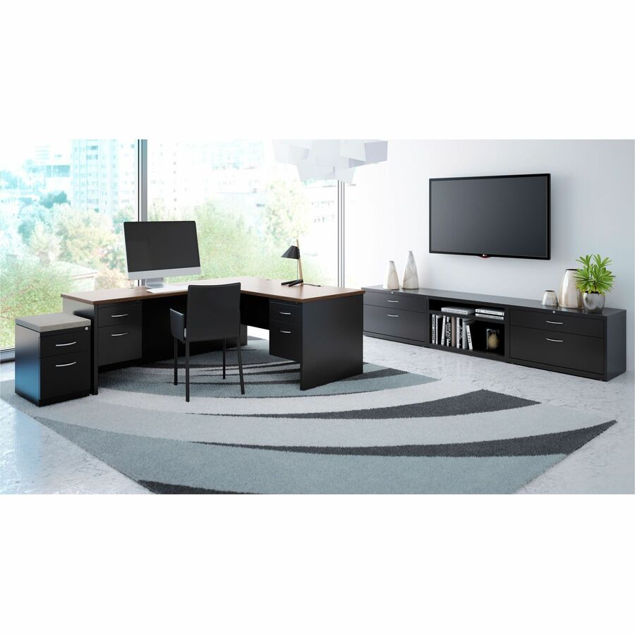 Lorell Fortress Modular Series Right Return - 48" Width x 24" Depth, x 1.1" Thickness Top - Total Drawer(s): 2 - 1 Each