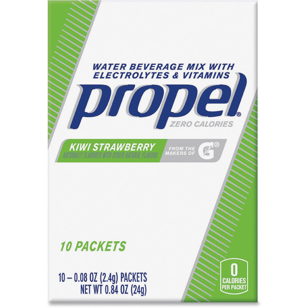 Propel Kiwi/Strawberry Beverage Mix Packets with Electrolytes and Vitamins - Powder - 0.08 oz - Kiwi Strawberry - 10/Box