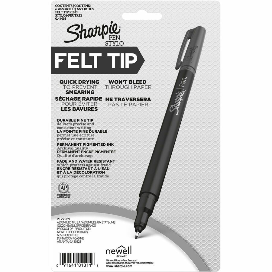 Sharpie Fine Point Pens - Fine Pen Point - Assorted Ink - 6 / Pack
