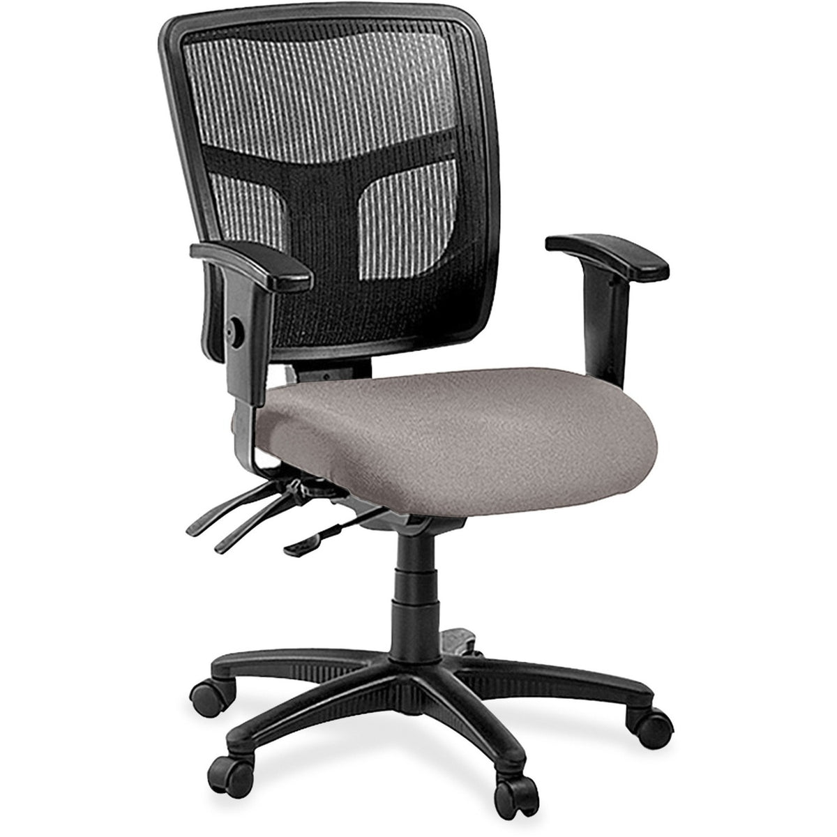 Lorell ErgoMesh Series Managerial Mesh Mid-Back Chair - Castillo Metal Seat Color - Vinyl Seat Material - Black Back Col