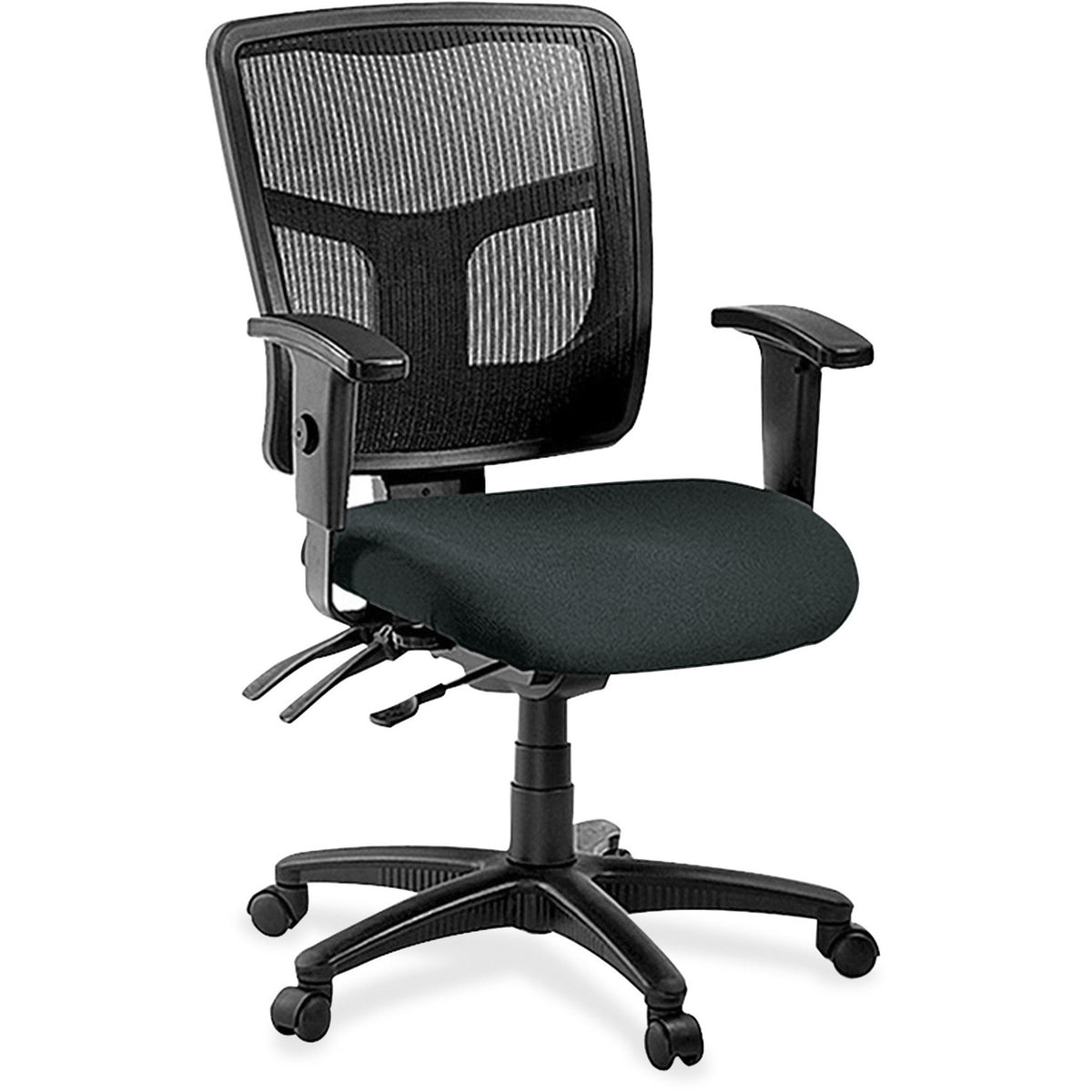 Lorell ErgoMesh Series Managerial Mesh Mid-Back Chair - Dillon Black Seat Color - Vinyl Seat Material - Black Back Color