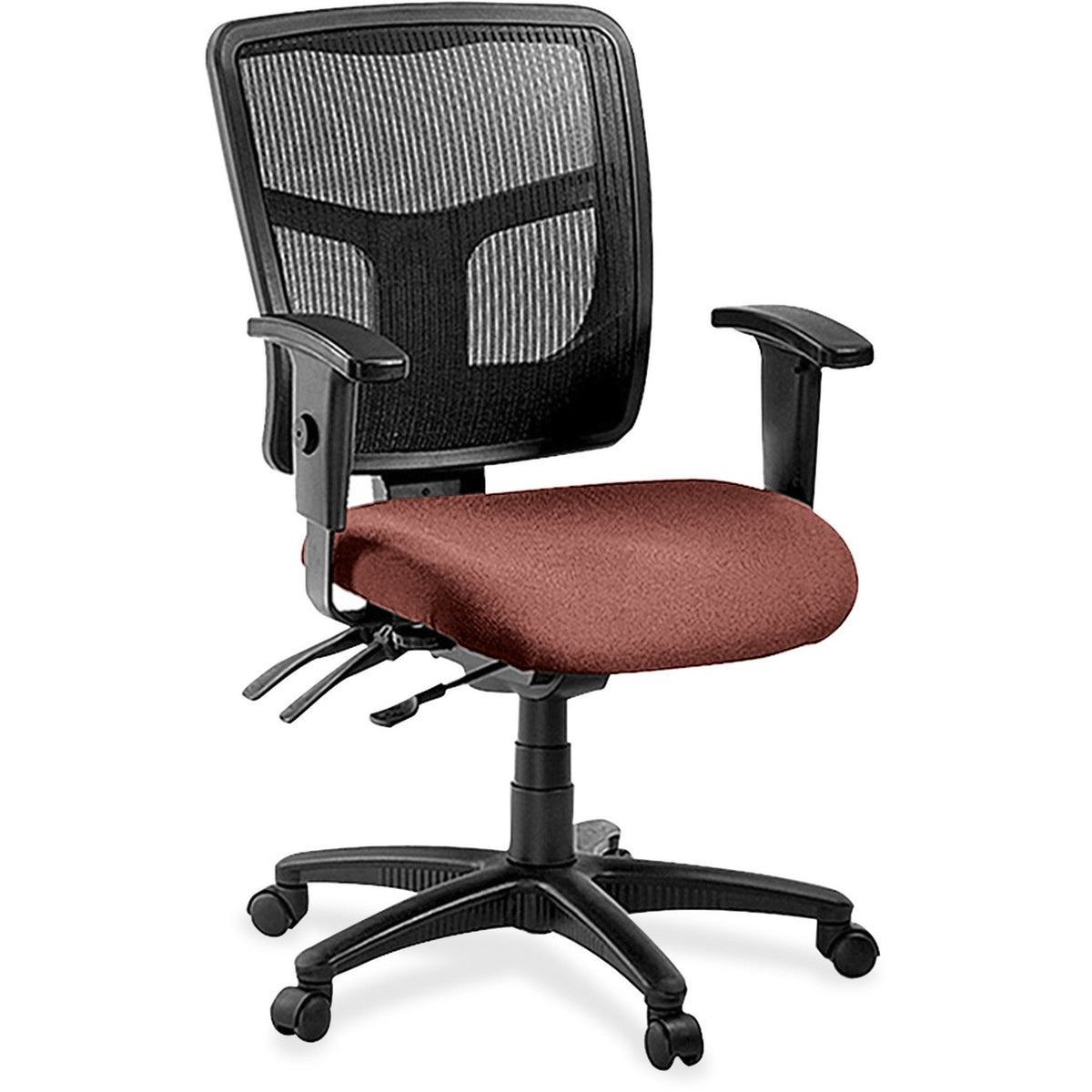 Lorell ErgoMesh Series Managerial Mesh Mid-Back Chair - Dillon Cordovan Seat Color - Vinyl Seat Material - Black Back Co