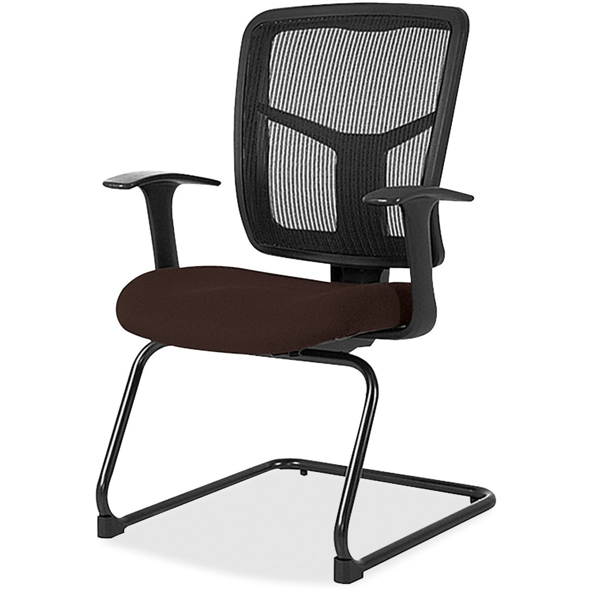 Lorell ErgoMesh Series Mesh Back Guest Chair with Arms - Canyon Nightfall Seat Color - Vinyl Seat Material - Black Back