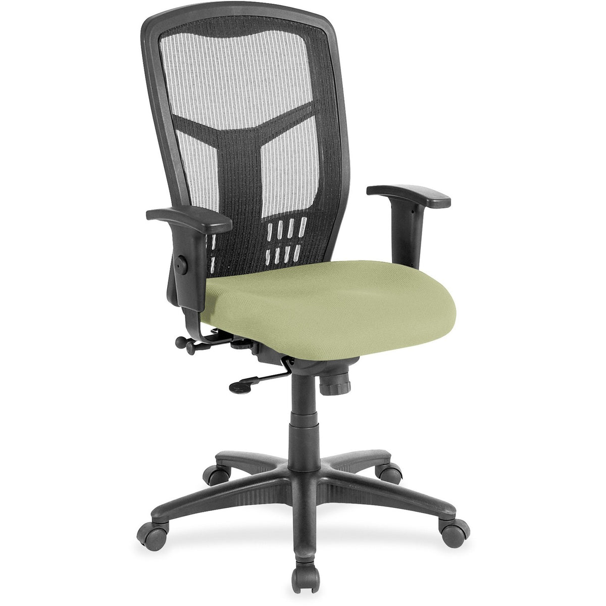 Lorell Executive Mesh High-back Swivel Chair - Dillon Sage Seat Color - Vinyl Seat Material - Black Back Color - Mesh Ba