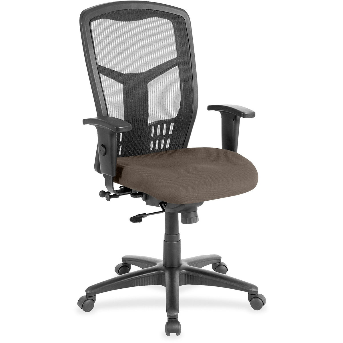 Lorell Executive Mesh High-back Swivel Chair - Dillon Java Seat Color - Vinyl Seat Material - Black Back Color - Mesh Ba