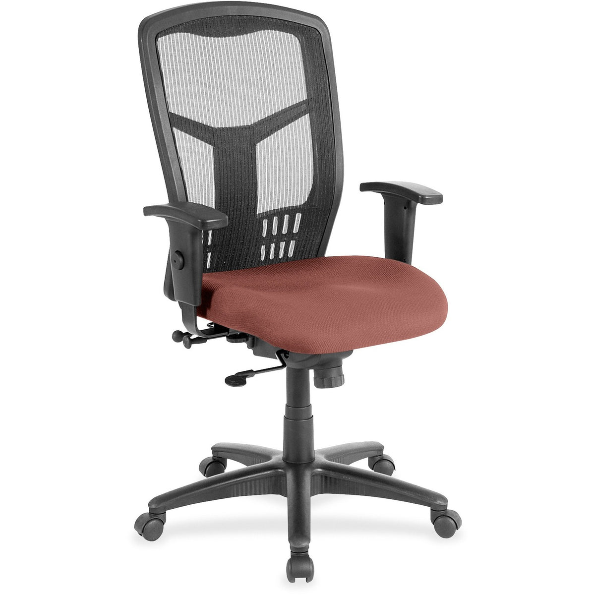 Lorell Executive Mesh High-back Swivel Chair - Dillon Cordovan Seat Color - Vinyl Seat Material - Black Back Color - Mes