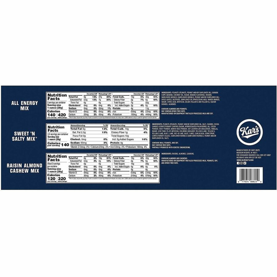 Kar's Nut and Fruit Variety Pack - Cholesterol-free, Fat-free - 18 / Box
