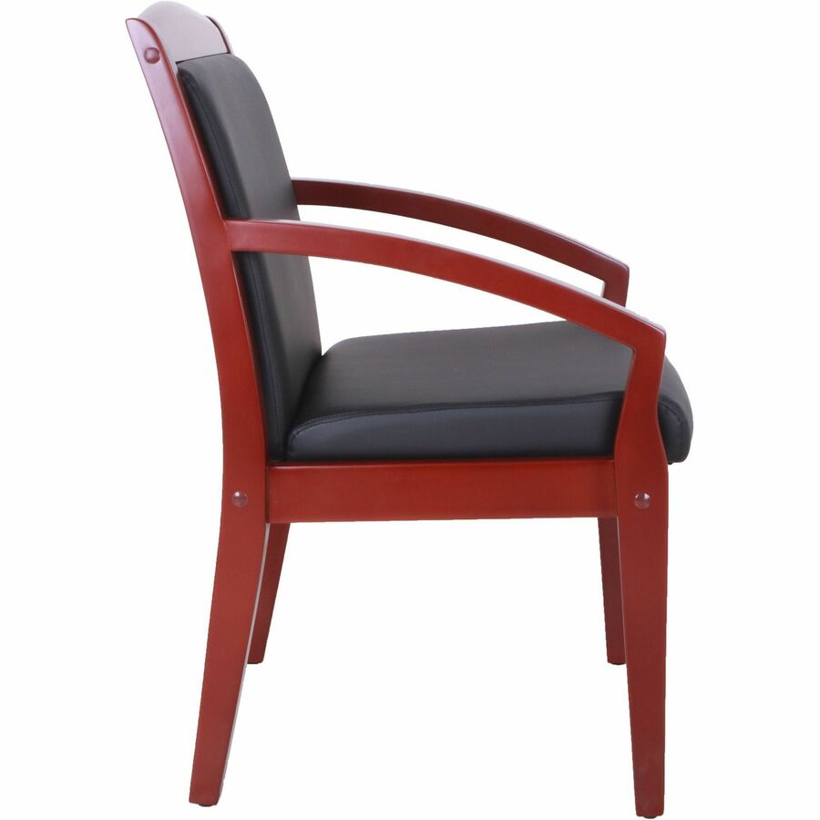 Lorell Sloping Arms Wood Frame Guest Chair - Black Seat Color - Bonded Leather Seat Material - Black Back Color - 1 Each