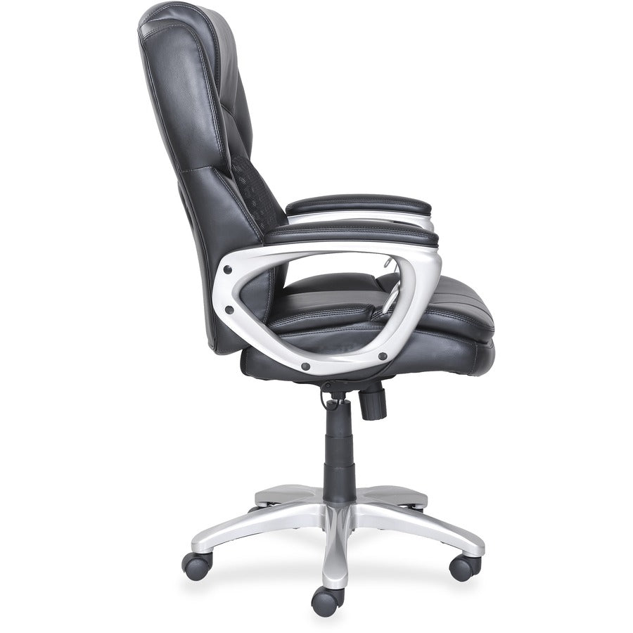 Lorell Wellness by Design Accucel Executive Office Chair - Black Seat Color - Bonded Leather Seat Material - Black Back