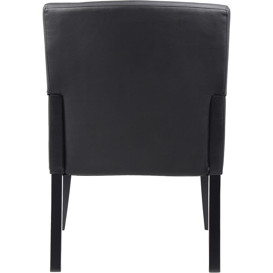 Boss Box Arm Guest Chair - Vinyl Seat Material - Four-legged Base - Black - 1 Each