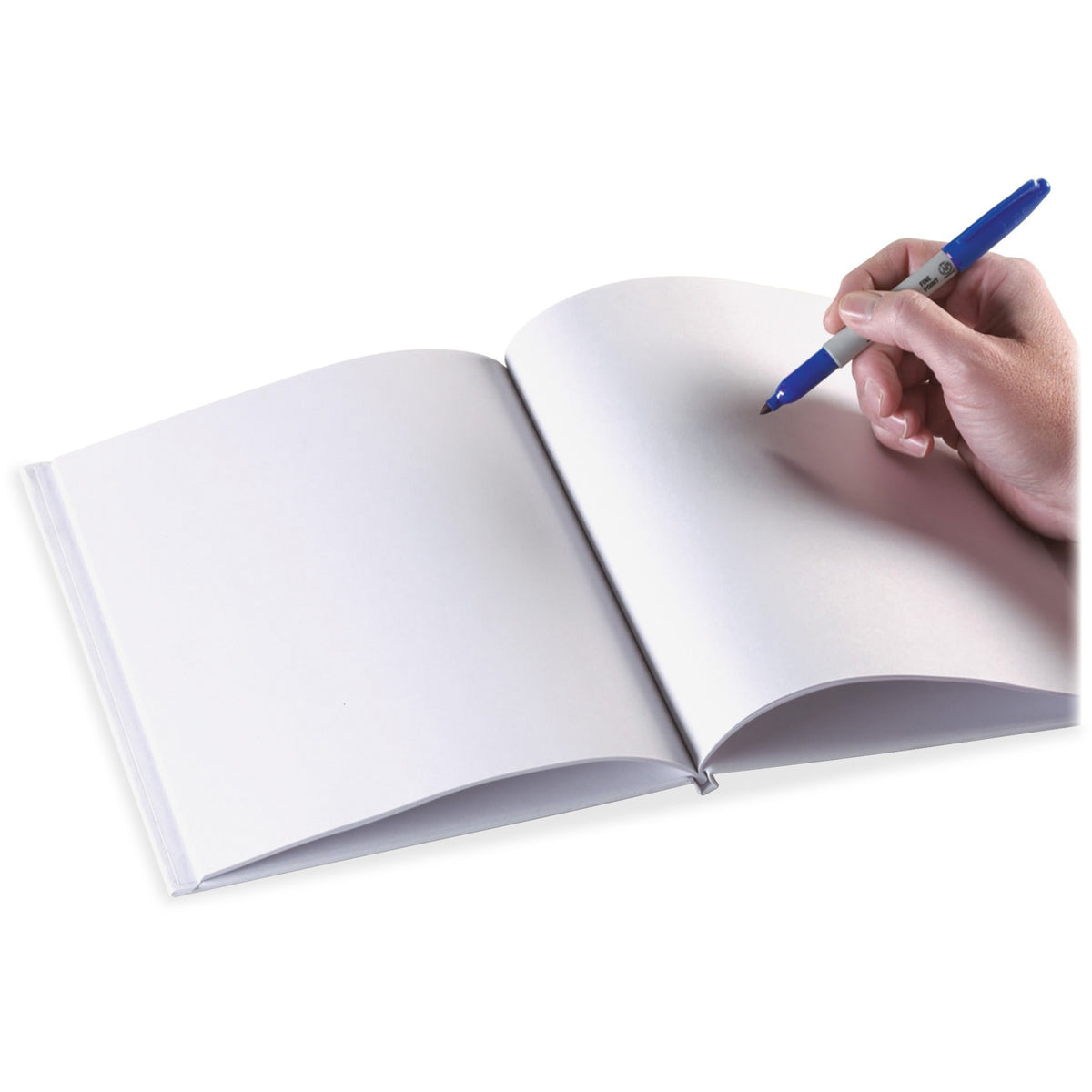 Ashley Portrait Hardcover Blank Pages Book - 28 Pages - Plain - 8 1/2" x 11" Sheet Size - White Paper - Hard Cover, Dura