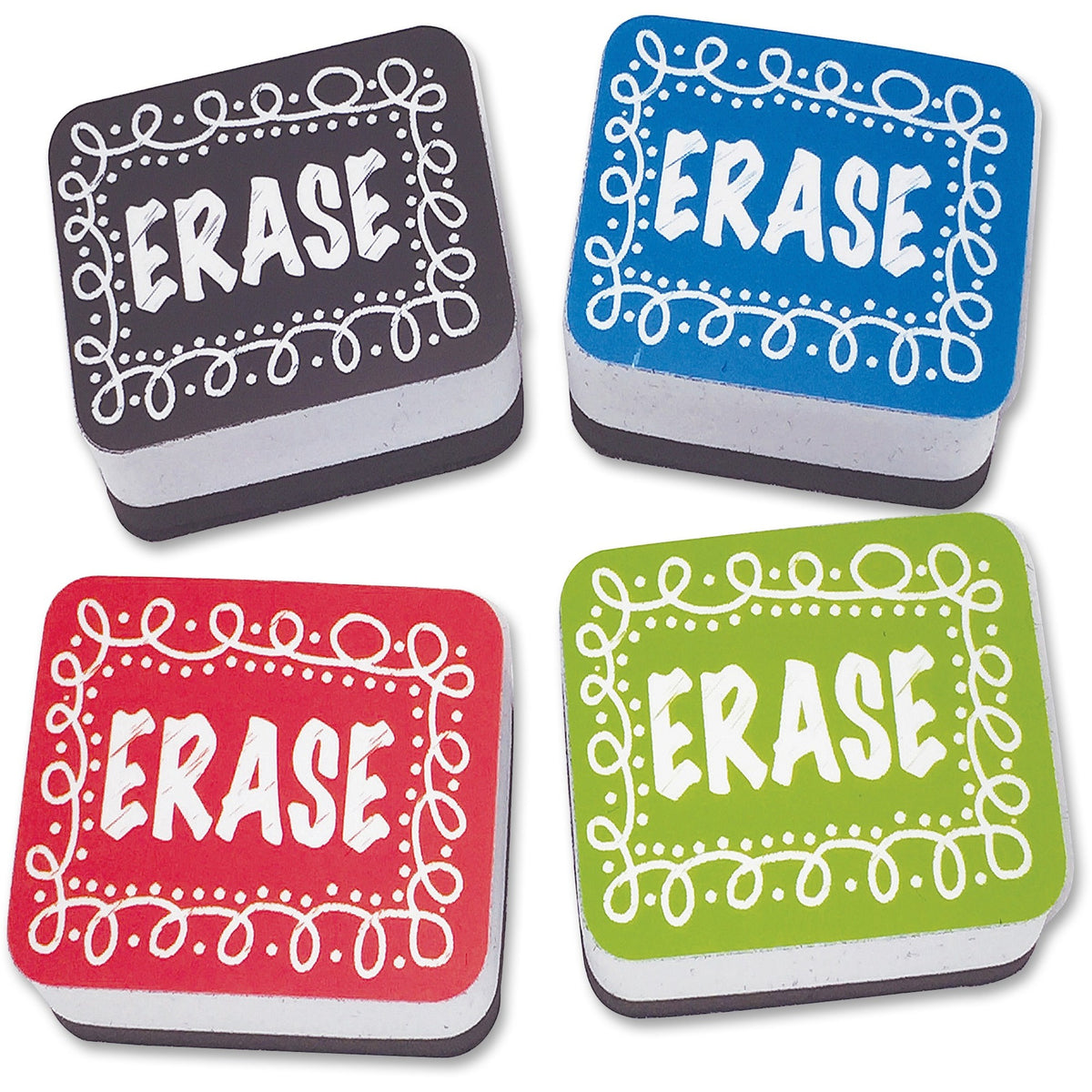 Ashley Chalk Design Mini Whiteboard Eraser - 2" Width x 1.25" Length - Lightweight, Comfortable Grip - Multicolor - 10 /