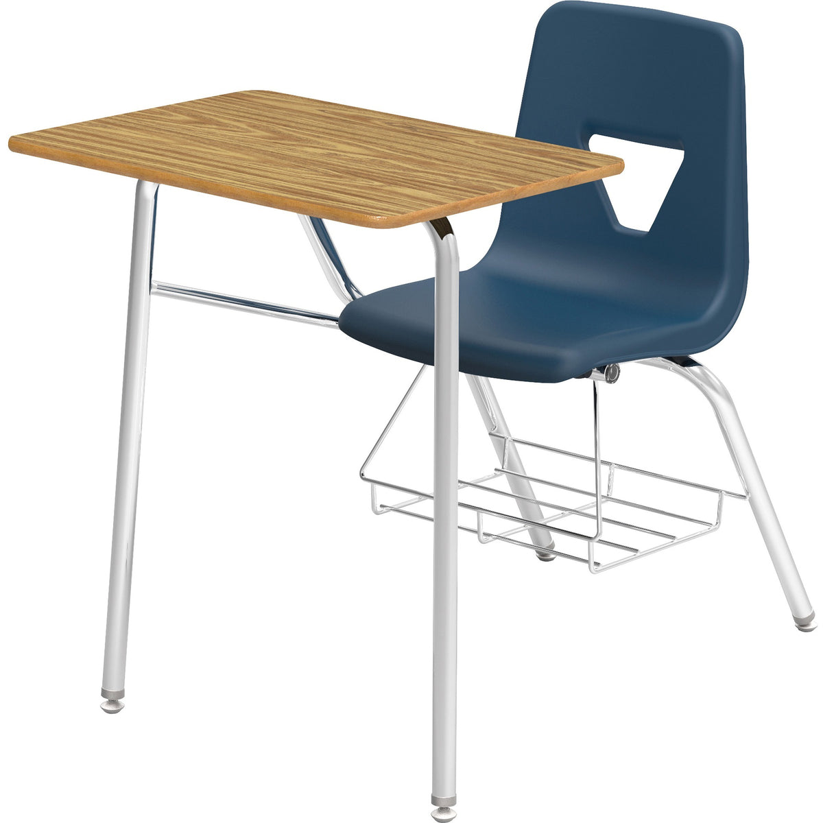 Lorell Student Chair/Desk Combo Desks - Medium Oak Rectangle, High Pressure Laminate (HPL) Top - Four Leg Base - 4 Legs