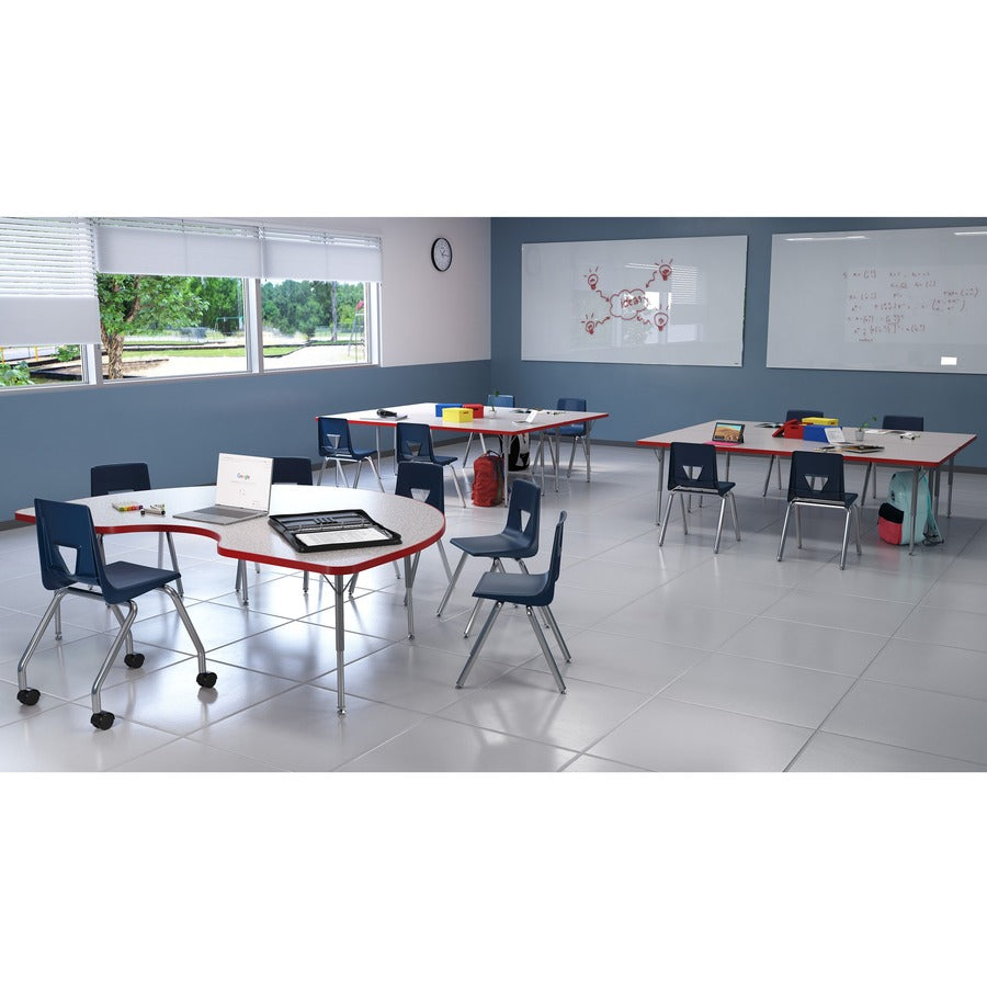 Lorell Activity Table Height-Adjustable Leg Kit - 17" to 25"H - 30" Length x 1.12" Diameter - Silver Mist, Chrome - 4 /