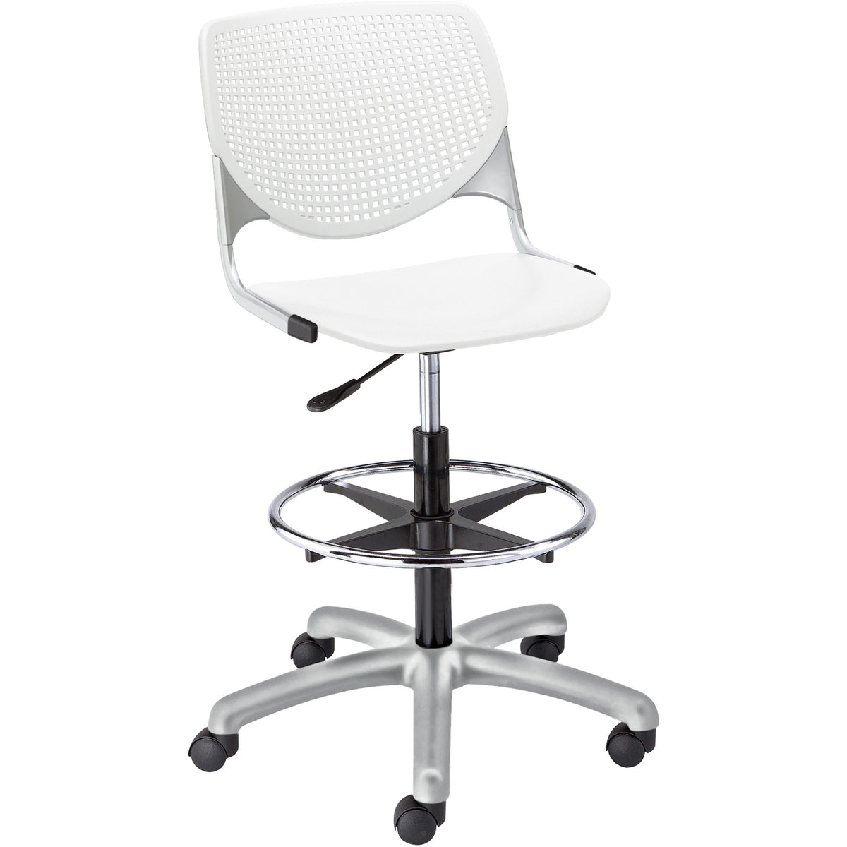 KFI Kool Collection 2300 Armless Stool with Casters - Polypropylene Seat Material - Polypropylene Back Material - 1 Each