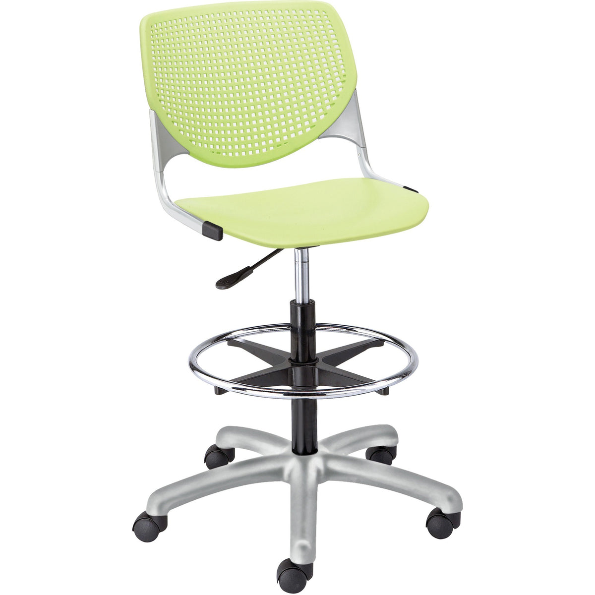 KFI Kool Collection 2300 Armless Stool with Casters - Polypropylene Seat Material - Polypropylene Back Material - 1 Each