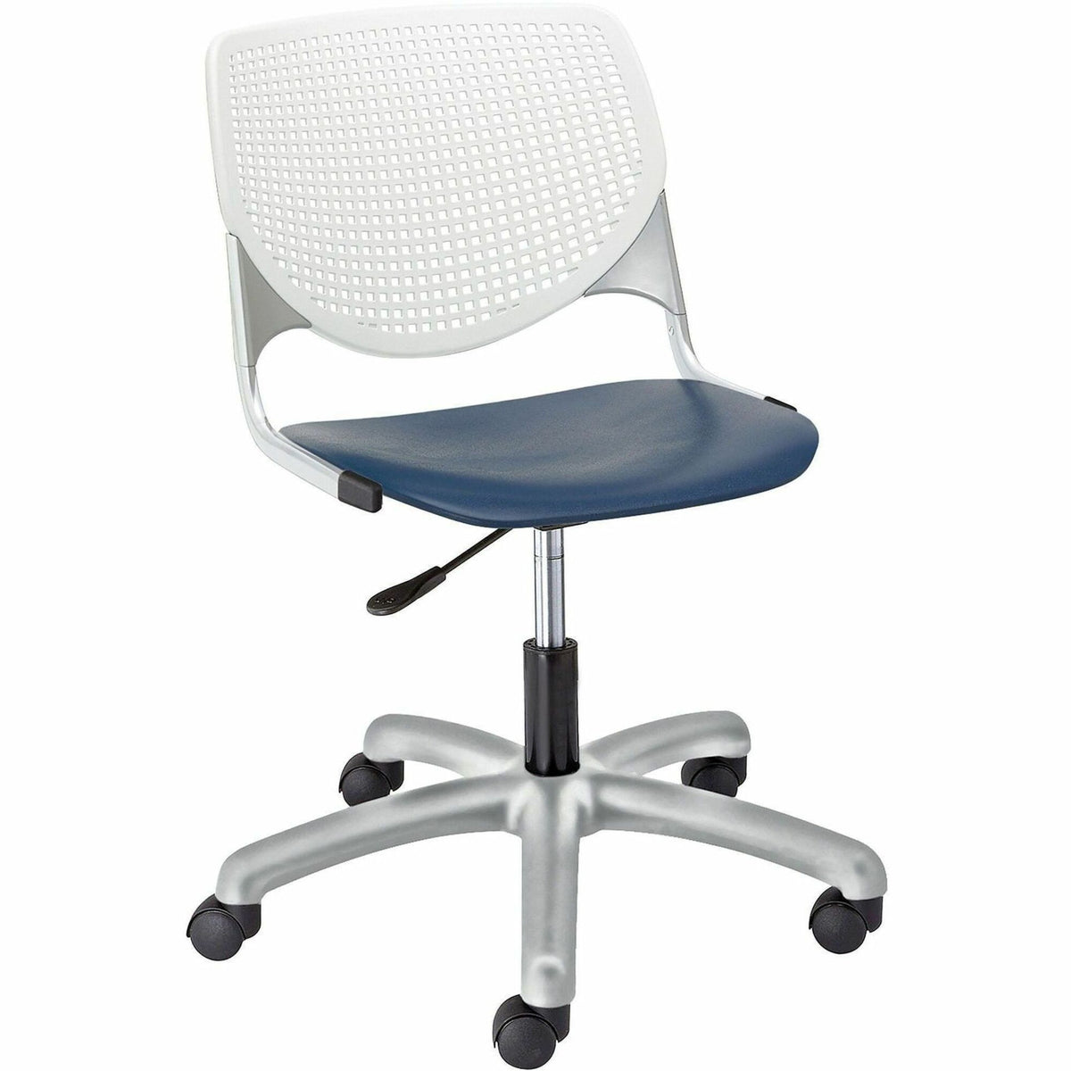 KFI Kool Collection 2300 Task Chair with Casters - Navy Seat Color - Polypropylene Seat Material - White Back Color - 1