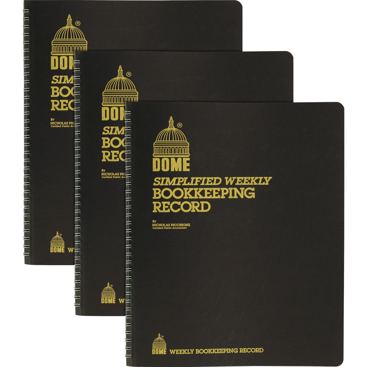 Dome Bookkeeping Record Book - 128 Sheet(s) - Wire Bound - 8.75" x 11.25" Sheet Size - Brown Cover - Recycled - 3 / Bund