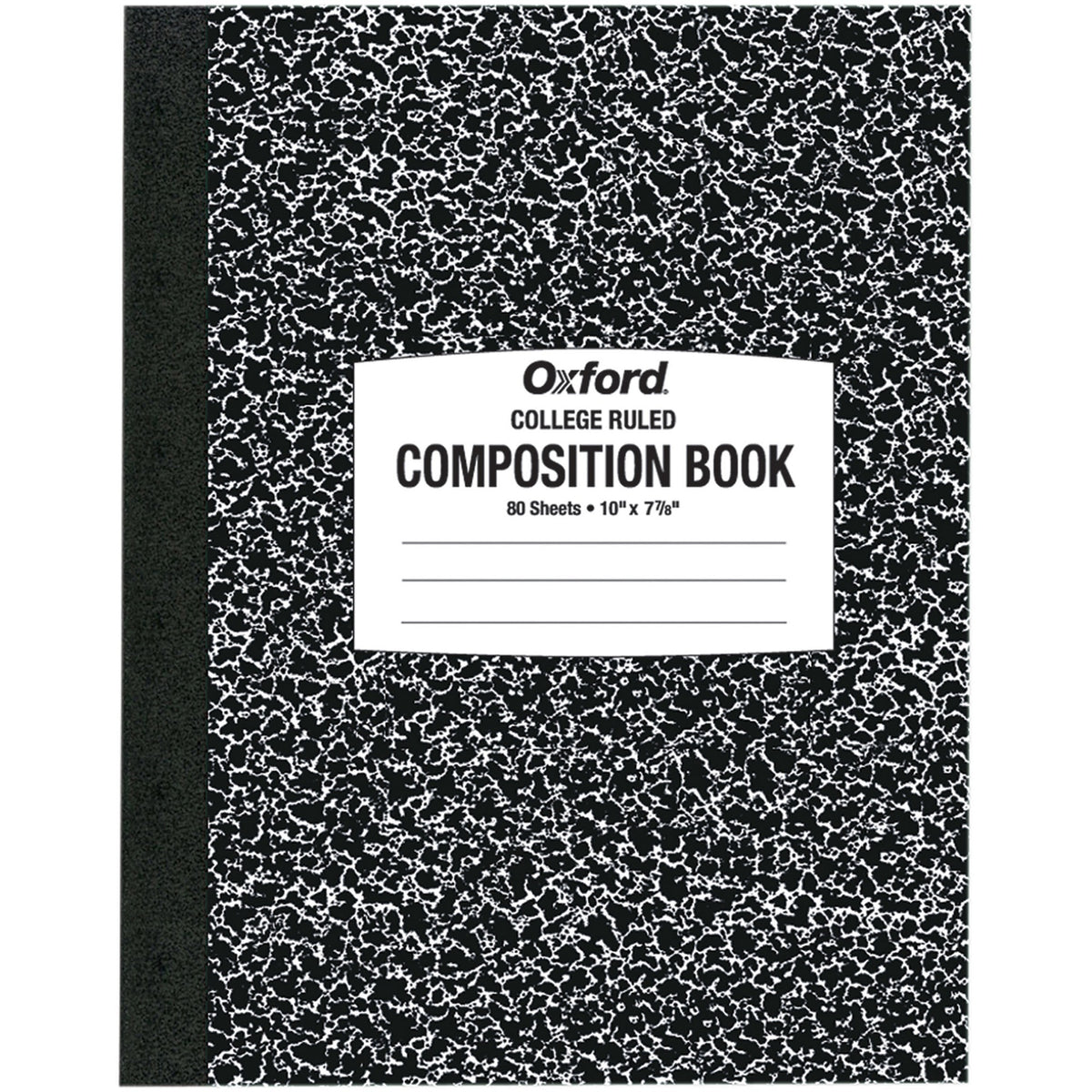 Oxford Tops College-ruled Composition Notebook - 80 Sheets - Stitched - 7 7/8" x 10" Sheet Size - White Paper - Black Ma