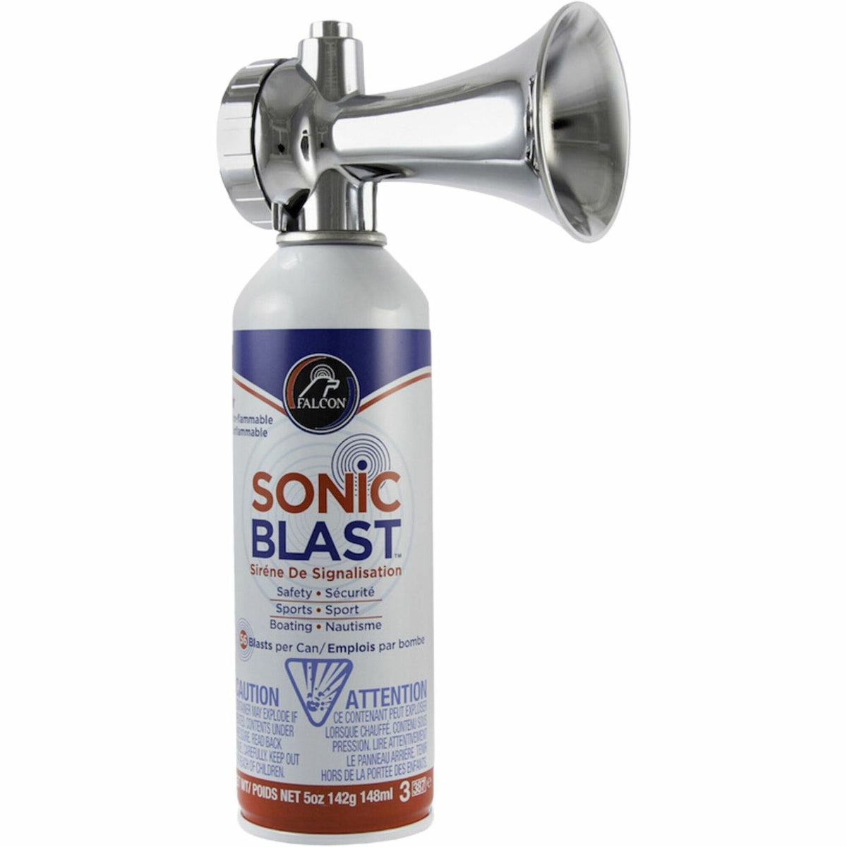 Falcon Sonic Blast Horn - 120 dB - Audible - Chrome - 1 Each