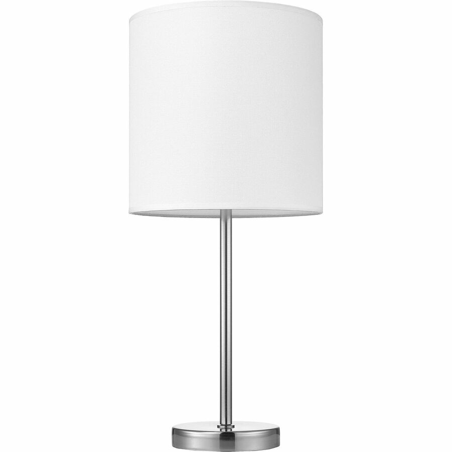 Lorell LED Contemporary Table Lamp - 22" Height x 10" Width - 10 W LED Bulb - Brushed Nickel - Desk Mountable - Silver -