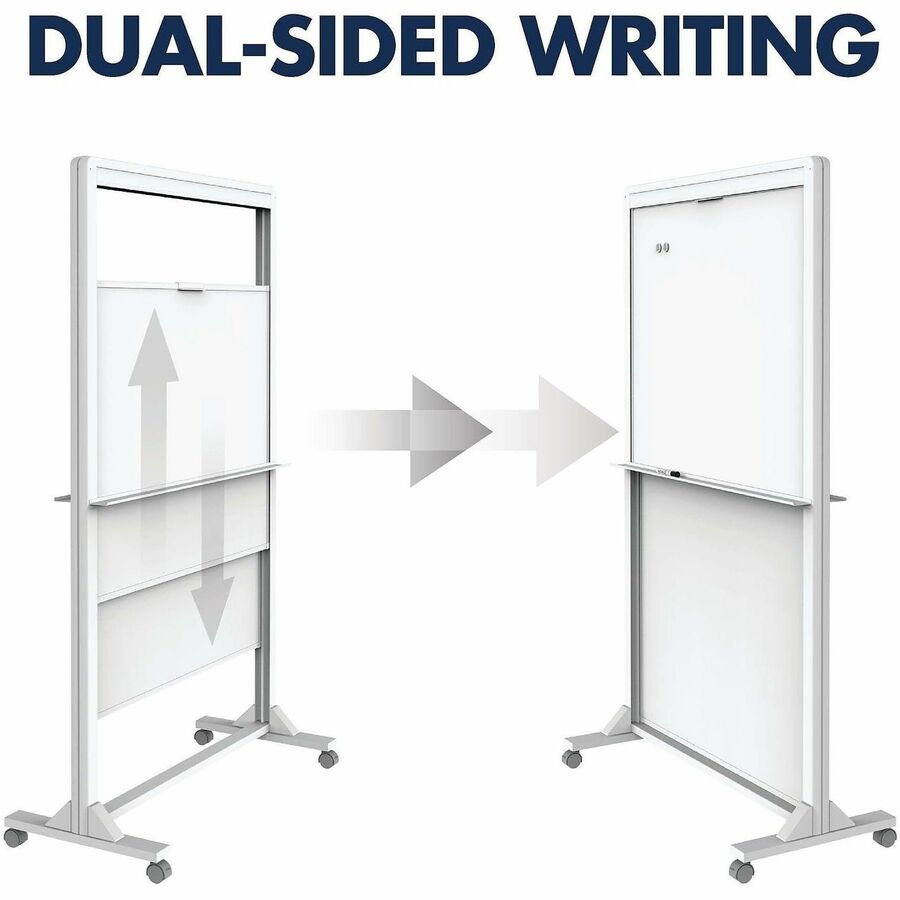 Quartet Motion Dual-Track Mobile Magnetic Dry-Erase Easel - 40" (3.3 ft) Width x 68" (5.7 ft) Height - White Painted Ste