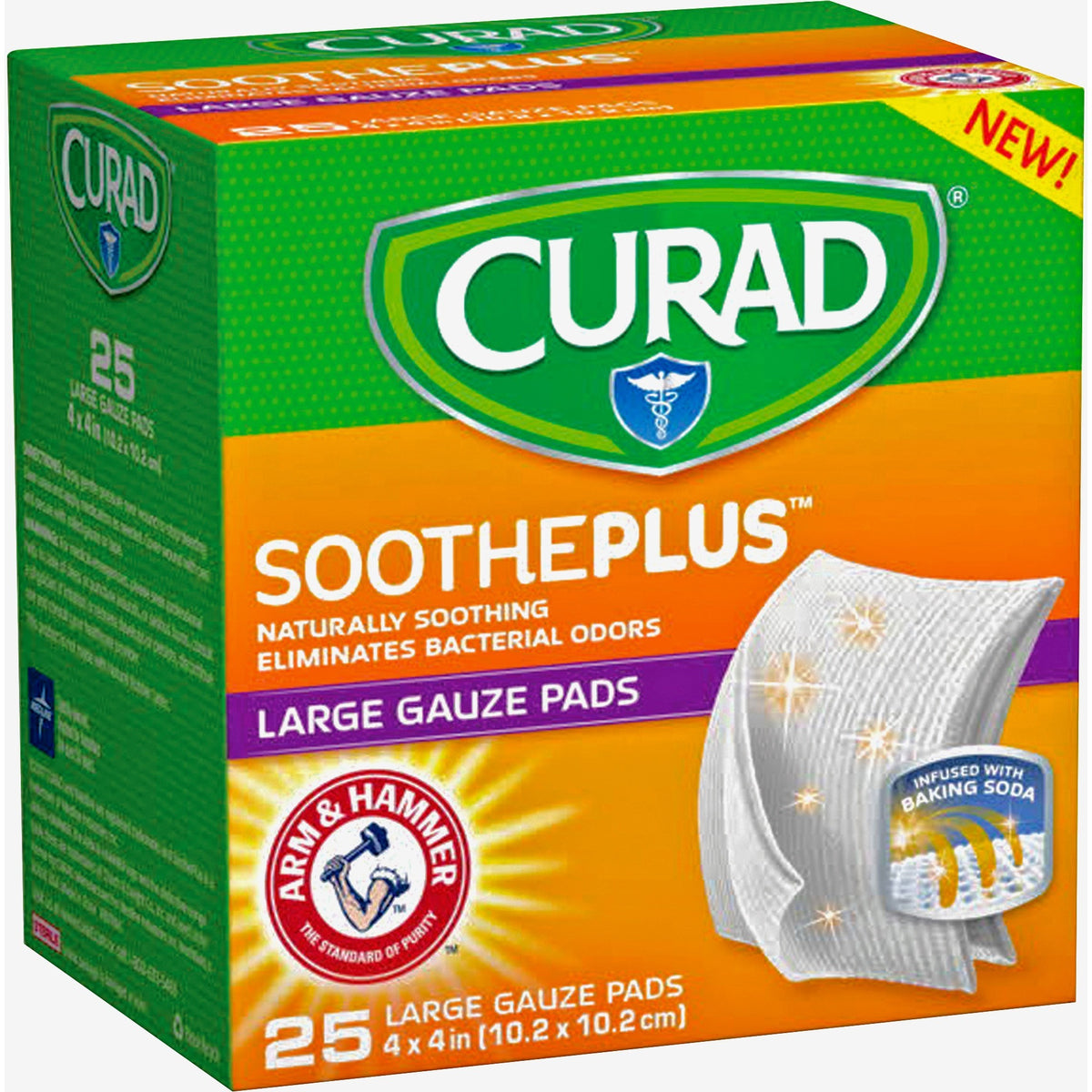 Curad SoothePlus Medium Non-stick Pads - - 4" Width x 4" Length - White - 1 Box