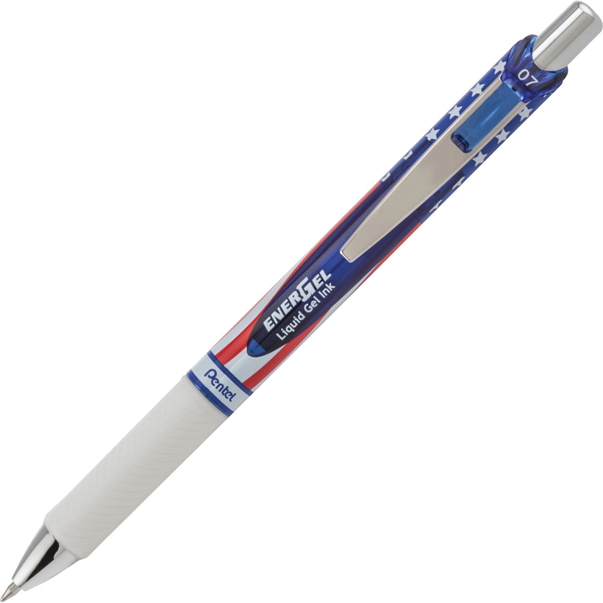 Pentel EnerGel Stars & Stripes Liquid Gel Pen - 0.7 mm Pen Point - Refillable - Retractable - Black Ink - 12 / Dozen