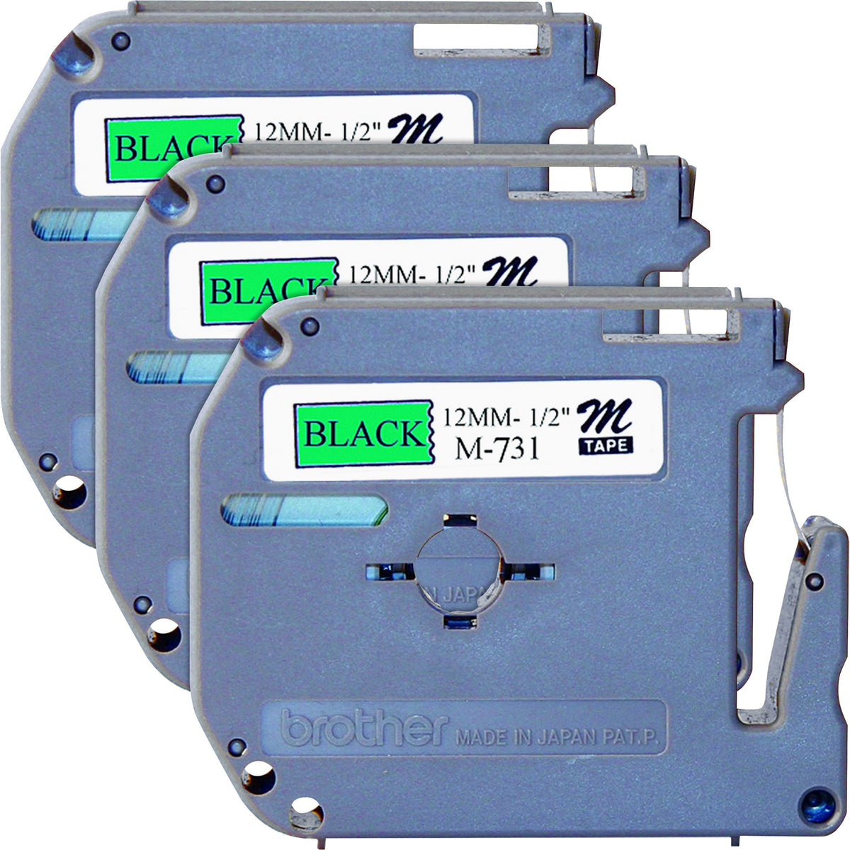 P-touch P-touch Nonlaminated M Series Tape Cartridge - 1/2" Width x 26 1/5 ft Length - Rectangle - Direct Thermal - Blac