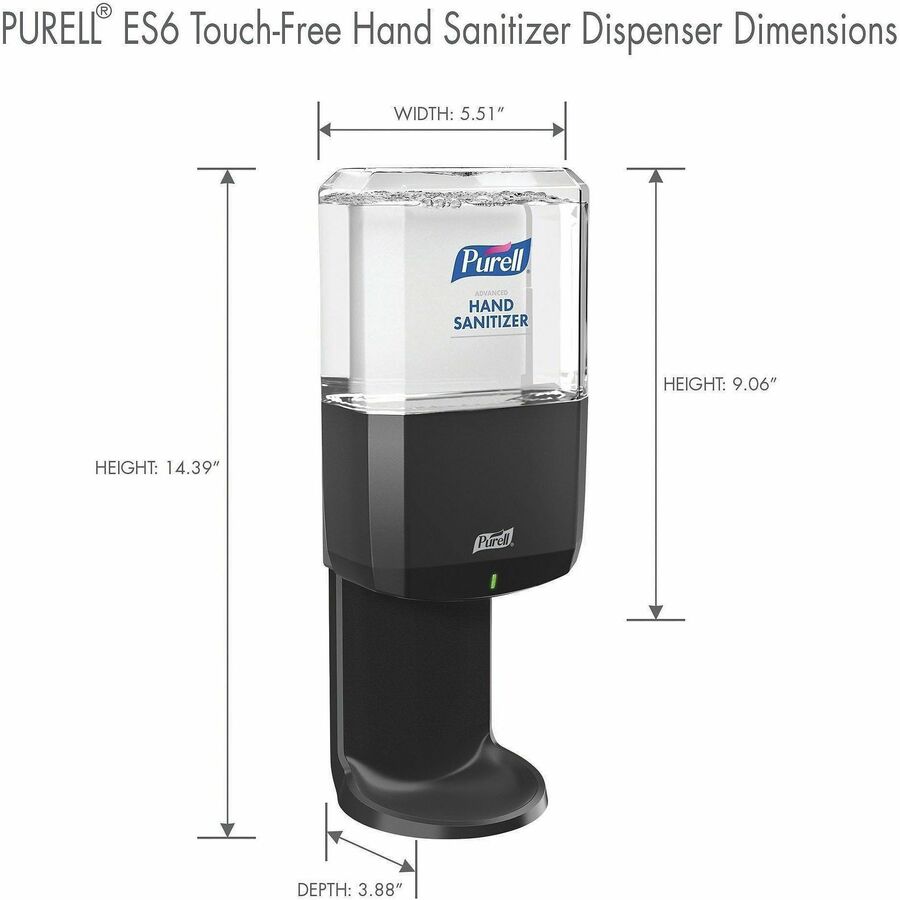 PURELL® ES6 Touch-Free Hand Sanitizer Dispenser, Graphite (6424-01) - Automatic - 1.27 quart Capacity - Support 4 x C Ba